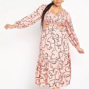 Pink Cutout Tiered Dress